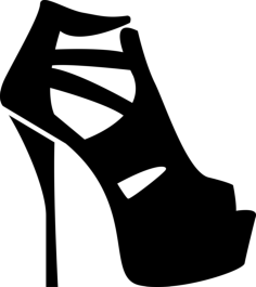 Platform Shoes With Thin Heels Sketch Drawing Svg, Free Vectors File